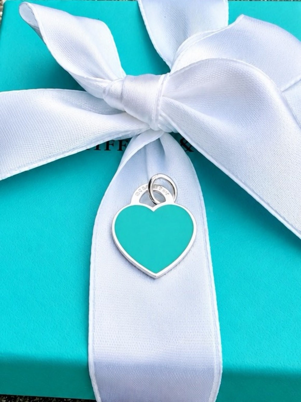 RARE RETIRED Tiffany & Co SMALL Blue Enamel Heart with Milano in Silver